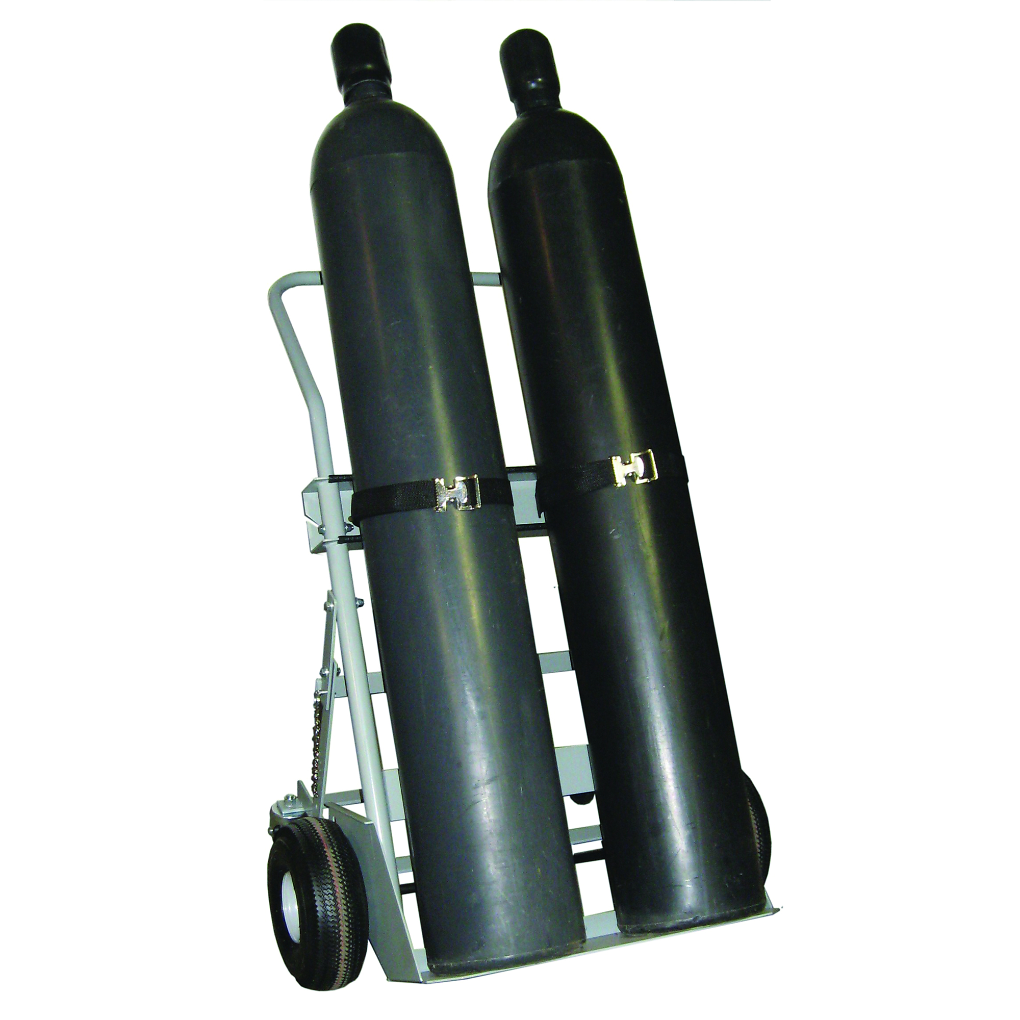 Justrite Double Cylinder Hand Truck — 10.5in. Pneumatic Wheels, Rear Casters, Model# 35032